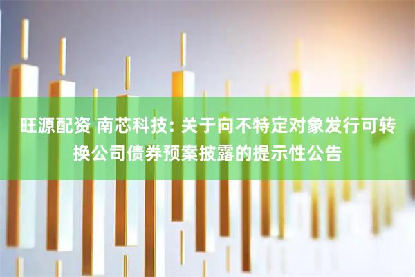 旺源配资 南芯科技: 关于向不特定对象发行可转换公司债券预案披露的提示性公告